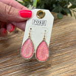 Pink Shimmer Tear Drop Earrings