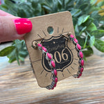Hot Pink Stone Hoops