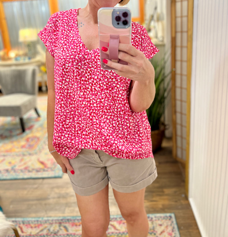 Krissy Hot Pink Animal Print Top