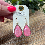 Pink Shimmer Tear Drop Earrings