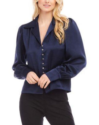 Karen Kane Shirred Satin Blouse