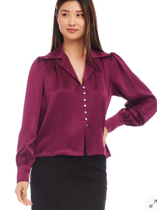 Karen Kane Shirred Satin Blouse