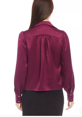 Karen Kane Shirred Satin Blouse