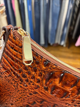 Brahmin Chestnut Croc-Embossed Leather Shoulder Bag