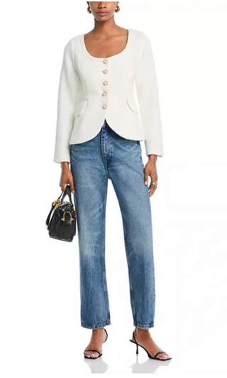 Aqua White Women's tweed Jacket L