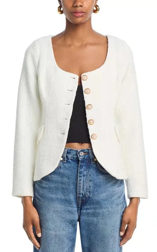 Aqua White Women's tweed Jacket L
