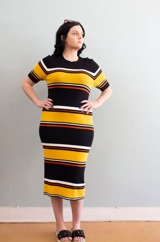 Abbott Elementary Striped Black and Yellow knit Dress
