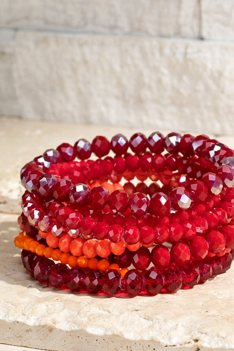 Red Bead Bracelet Set