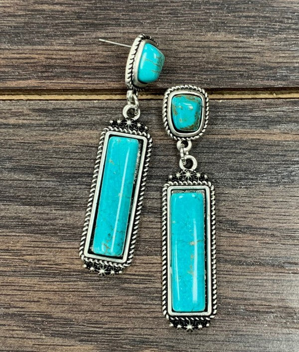 Natural Turquoise Bar & Post Earrings