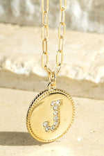 Brass Crystal Initial Necklace