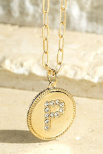 Brass Crystal Initial Necklace
