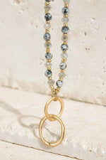 Double Ring & Stone Pendant Necklace