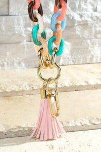 Two Tone Resin Chain Bracelet Keychain