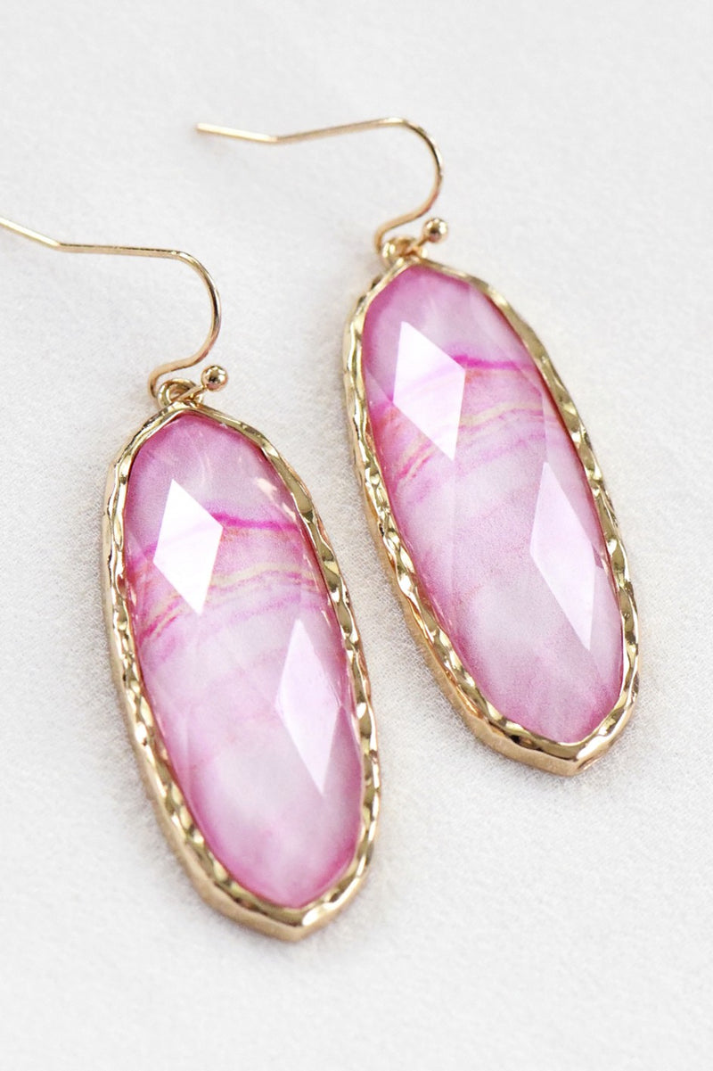 Pink Oval Dangle Earrings