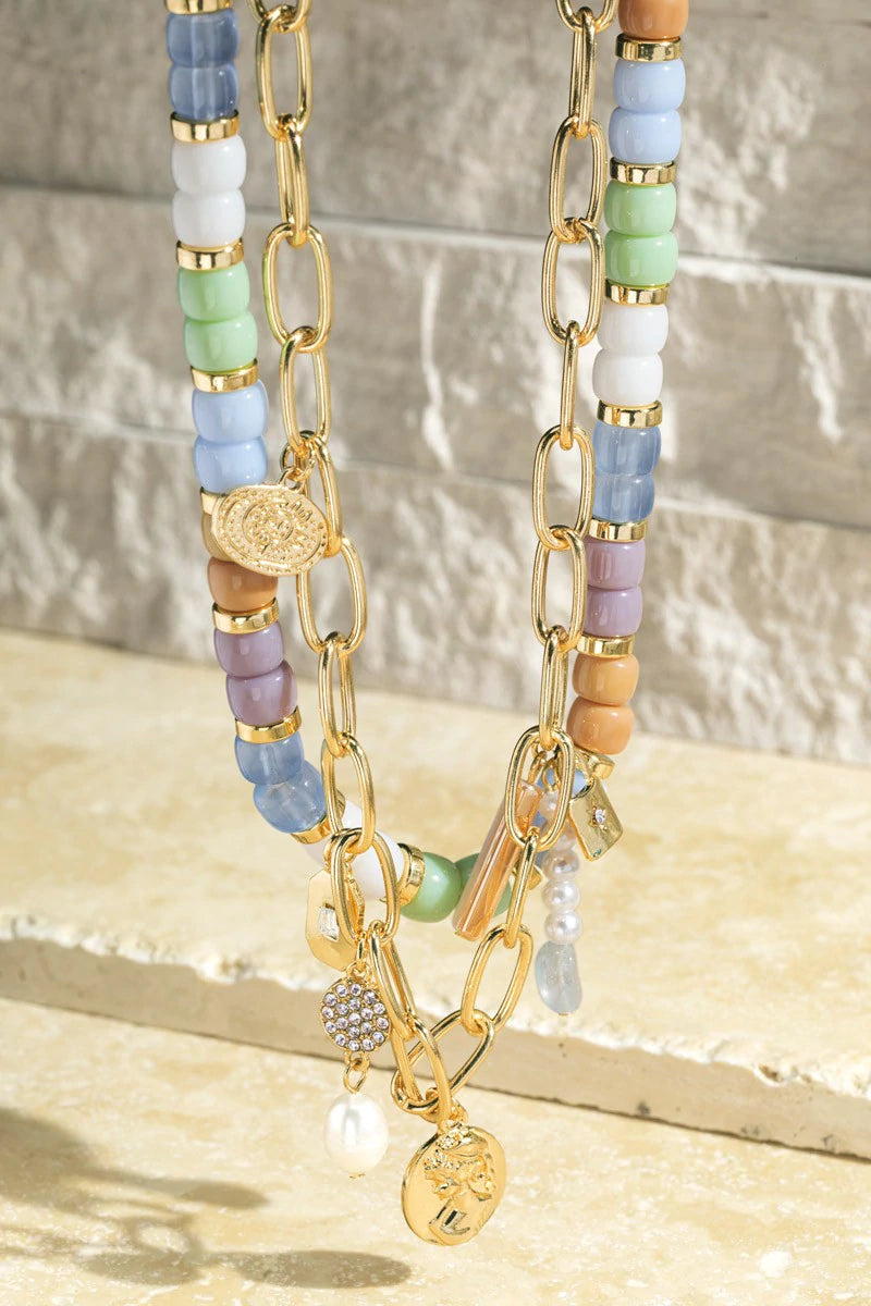 Bead & Charm Layered Necklace