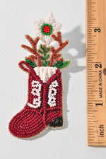 Seed Bead Christmas Boots Earrings