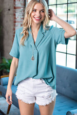 Airflow Pleated V-Neck Top
