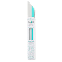 Swig Life Clear & Aqua Reusable Tall Straw Set