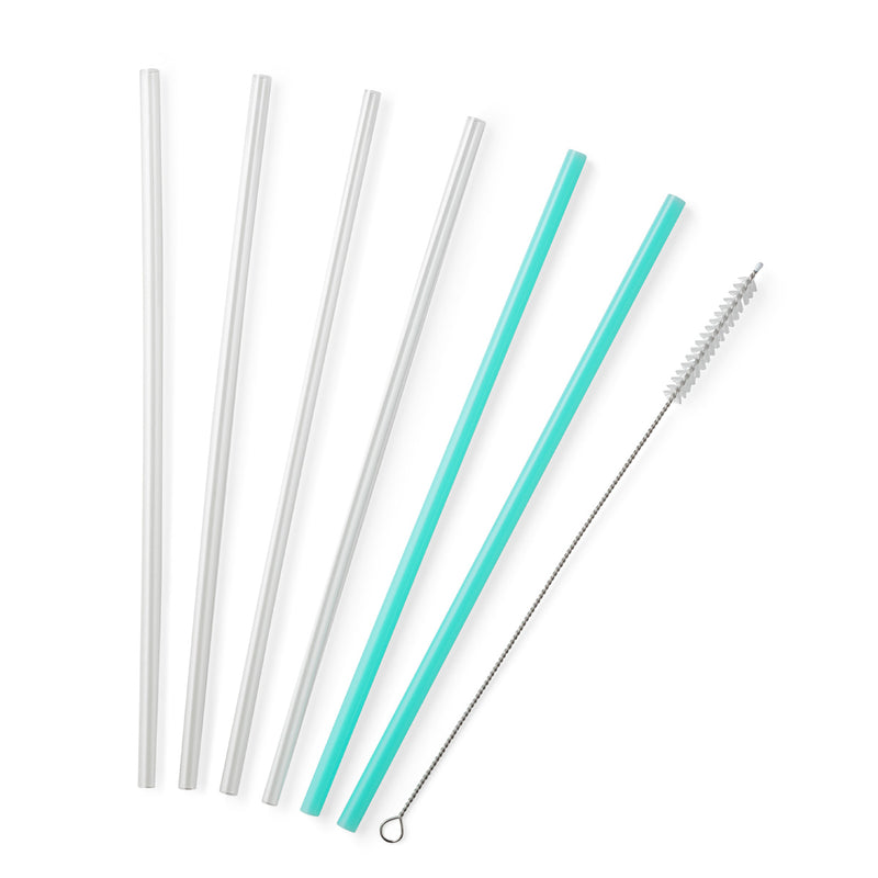 Swig Life Clear & Aqua Reusable Tall Straw Set