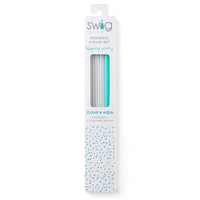 Swig Life Clear & Aqua Reusable Tall Straw Set