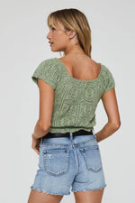 Another Love Polina Crochet Peplum Top in Lily Pad