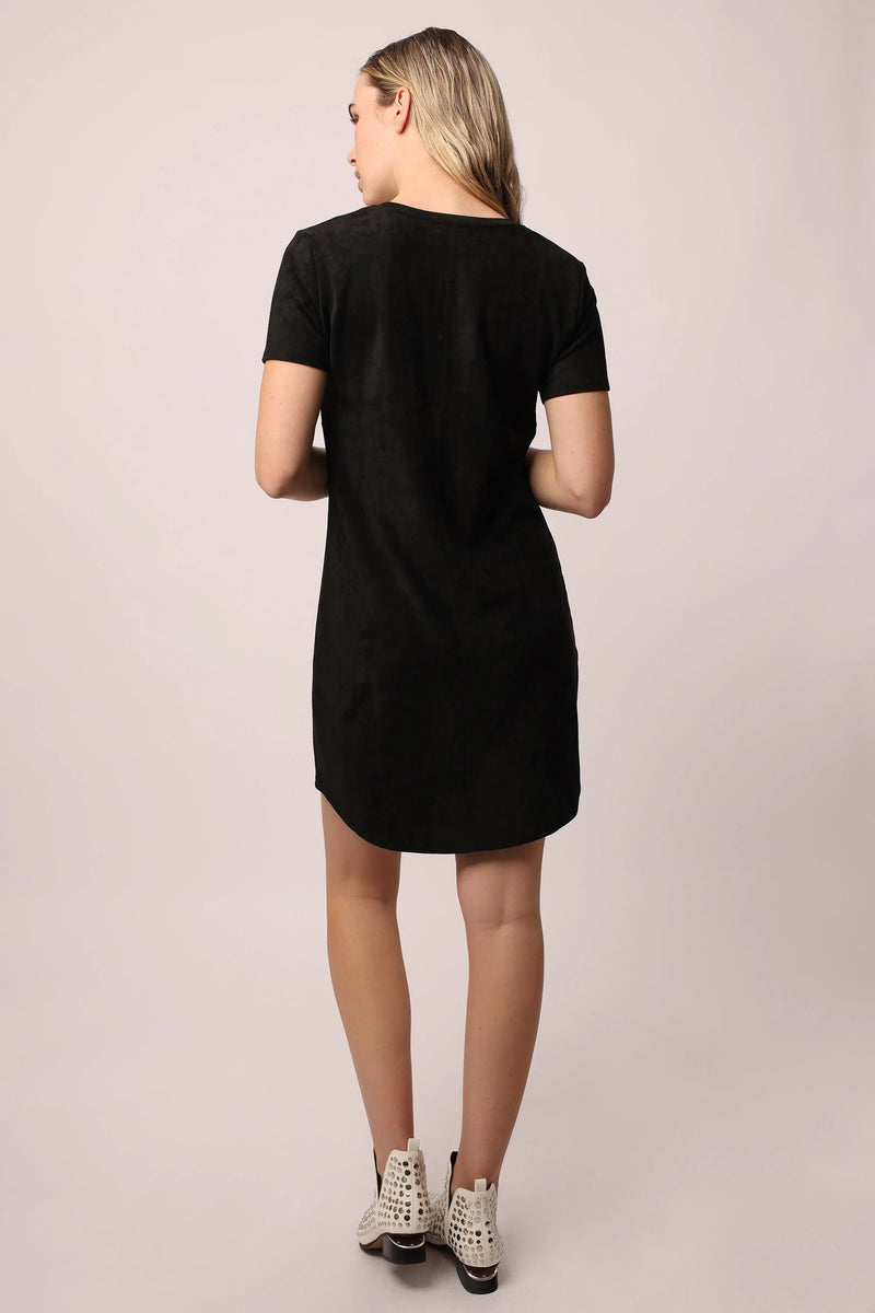 Aria Black Suede V-Neck Dress