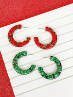 Holiday Star Glitter Resin Hoops