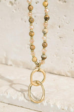 Double Ring & Stone Pendant Necklace