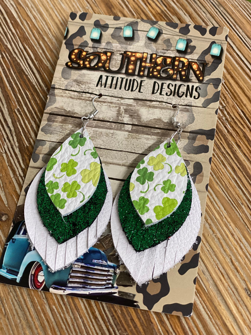 St Paddy's Leather Earrings